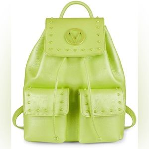 Valentino By Valentino Simeon Preciosa Dollaro Leather Backpack (Lime Green)